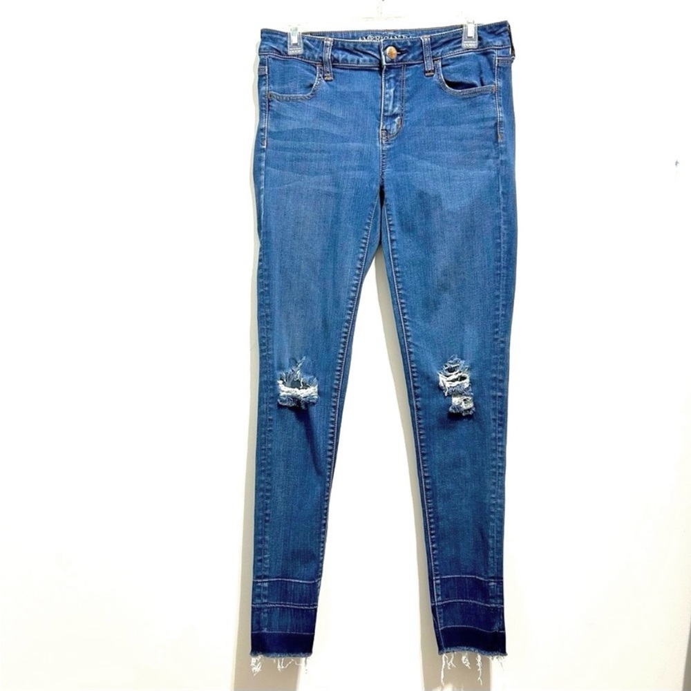 American Eagle Woman’s Super Stretch Denim Jeans Jegging Ripped Distressed